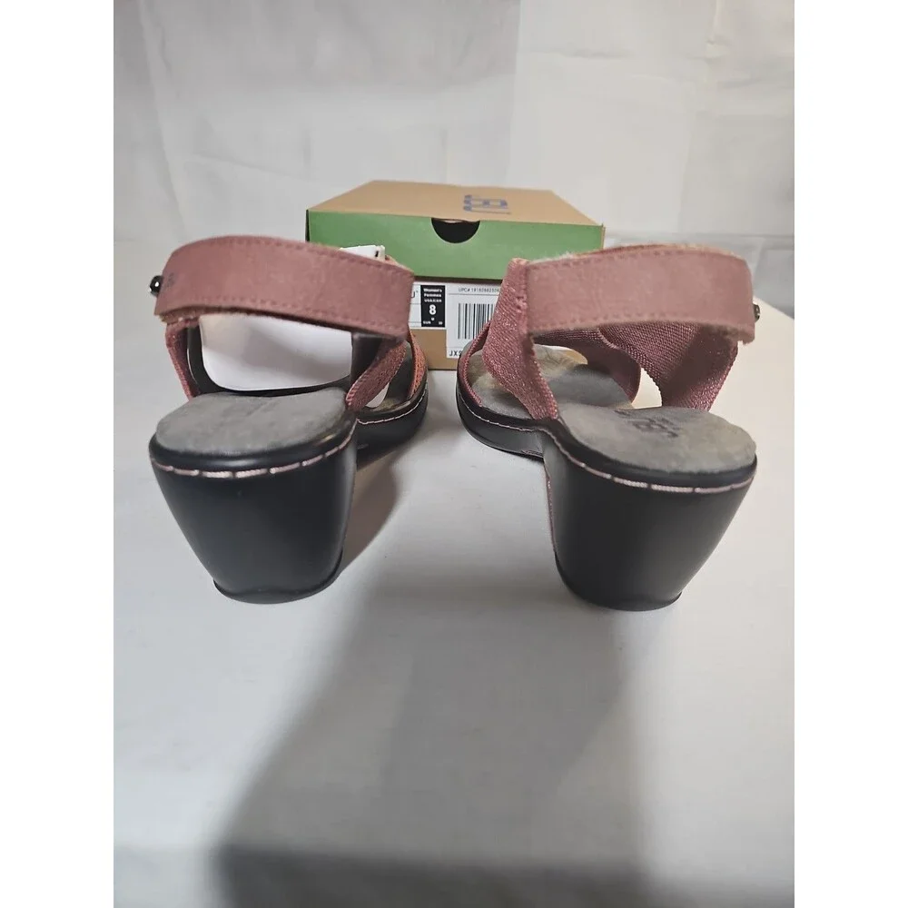 JBU by Jambu Women's Alyssa Shimmer Knit Wedge Heel Sandals Rose Size 8M